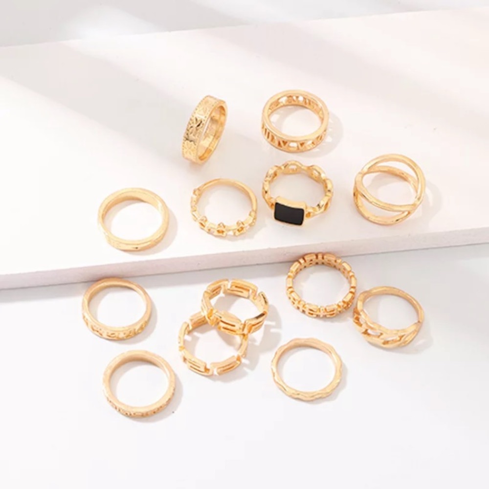 Stackable Gold And Black Rings - Picture 2 of 5